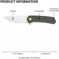 Prosuct Information of Compact 3.3″ D2 blade EDC knife 