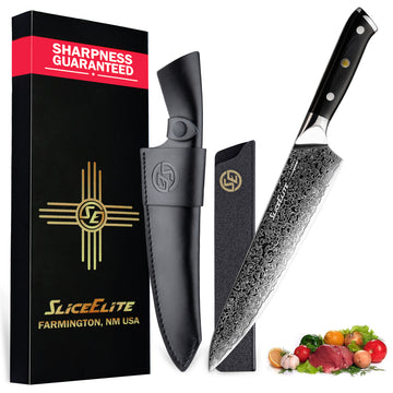 SliceElite 8-Inch Chef Knife VG10 Damascus Steel G10 Handle