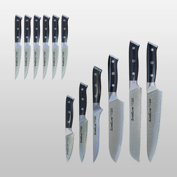 SliceElite 12-Piece Damascus Knife Set VG10 Steel G10 Handles