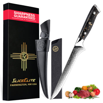 SliceElite 6.5 Inch Damascus Fillet Knife VG10 Carbon Fiber