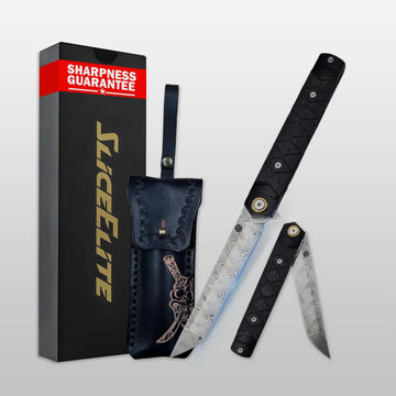 Hannya Samurai Folding Knife 3.74" Damascus Blade EDC Knife
