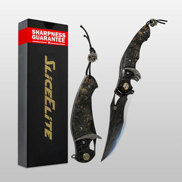 Black Lotus Damascus Folding Knife | Premium EDC