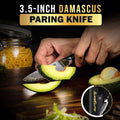 SliceElite 3.5-Inch Damascus Knife Cutting an Avocado