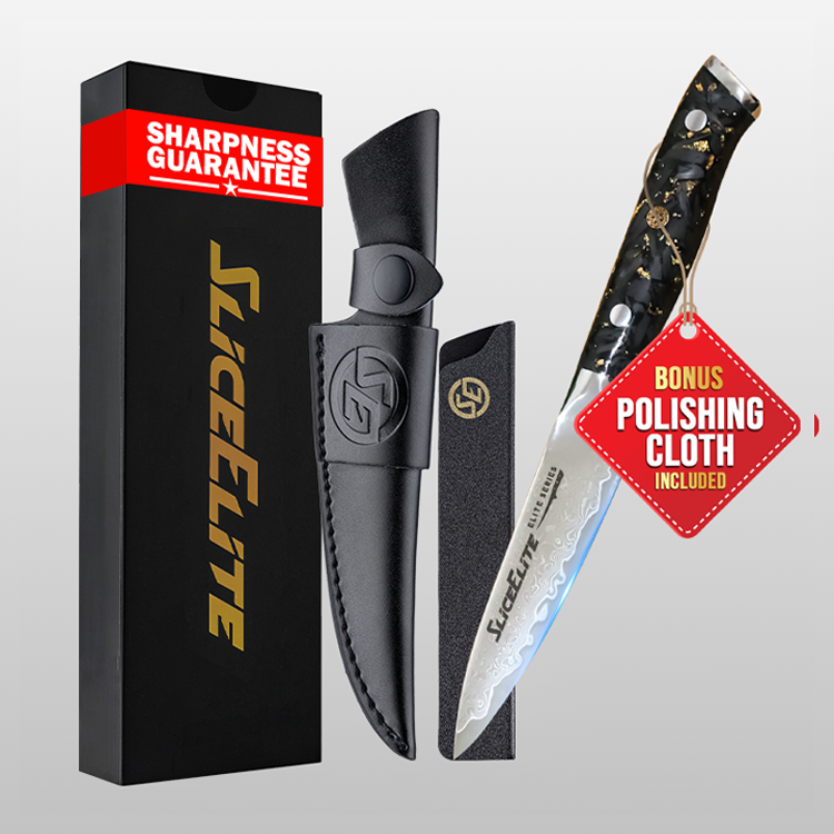 SliceElite 3.5-Inch Paring Knife with Leather and Polymer Sheath and Packing Box
