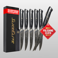 SliceElite 6-Piece Damascus Steak Knife Set VG10 Steel G10 Handle