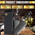 SliceElite 7-Inch Damascus Bone Cutting Knife With Leather and Polymer Sheath With Complete Product Dimensions