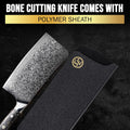 SliceElite 7-Inch Damascus Bone Cutting Knife With Polymer Sheath