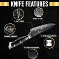 SliceElite 7-Inch Damascus Santoku Knife Features