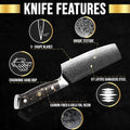 SliceElite 7-Inch Nakiri Knife Damascus VG10 Steel Carbon Fiber Knife Features