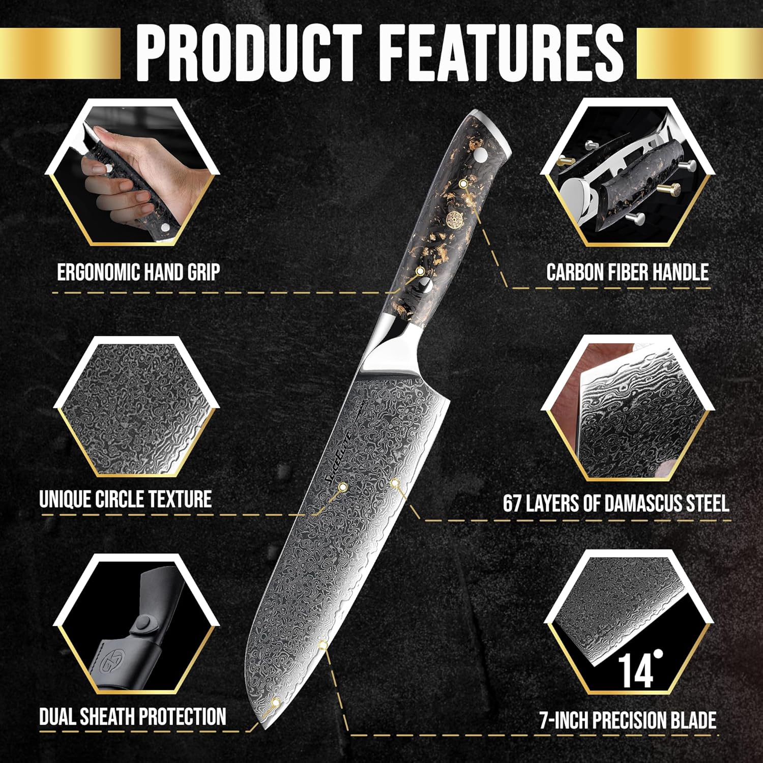 SliceElite 7-Inch Santoku Knife: Product Features