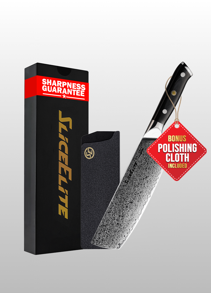 SliceElite 7-inch Nakiri knife with Damascus VG10 steel core and durable G10 handle