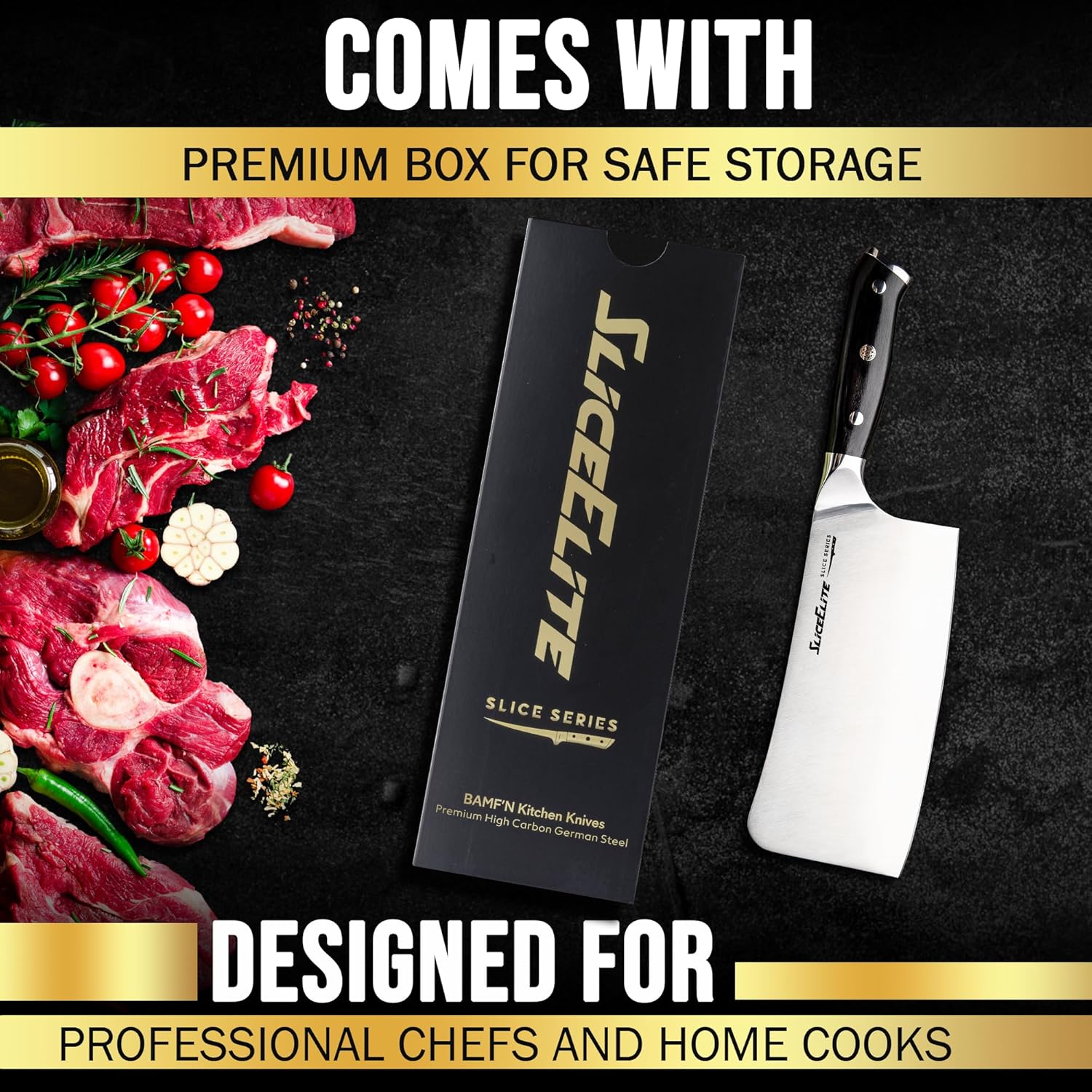 SliceElite 7 Inch Bone Cutting Knife German Steel Pakkawood