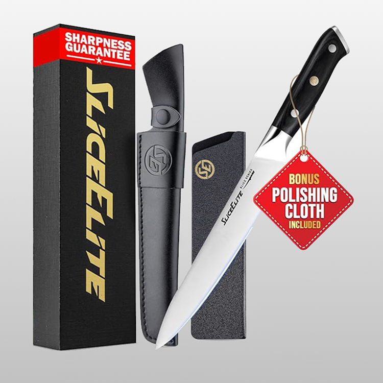 SliceElite 8-Inch Carving Knife with Double Sheath and Gift Box