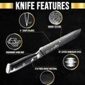 SliceElite 8-Inch Damascus Bread Knife VG10 Steel Carbon Fiber Handle Knife Features