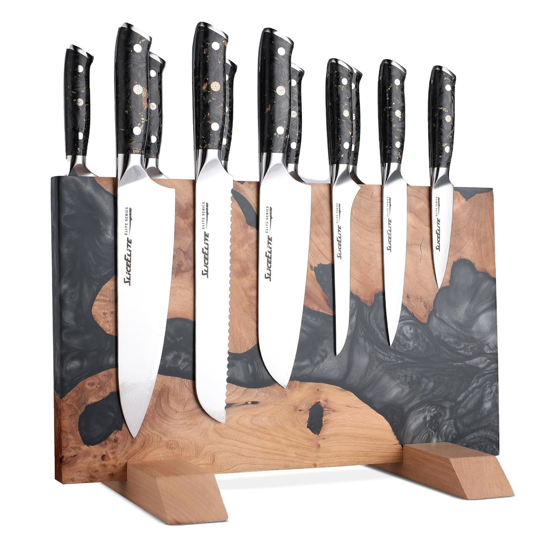 SliceElite Black Resin Magnetic Knife Block