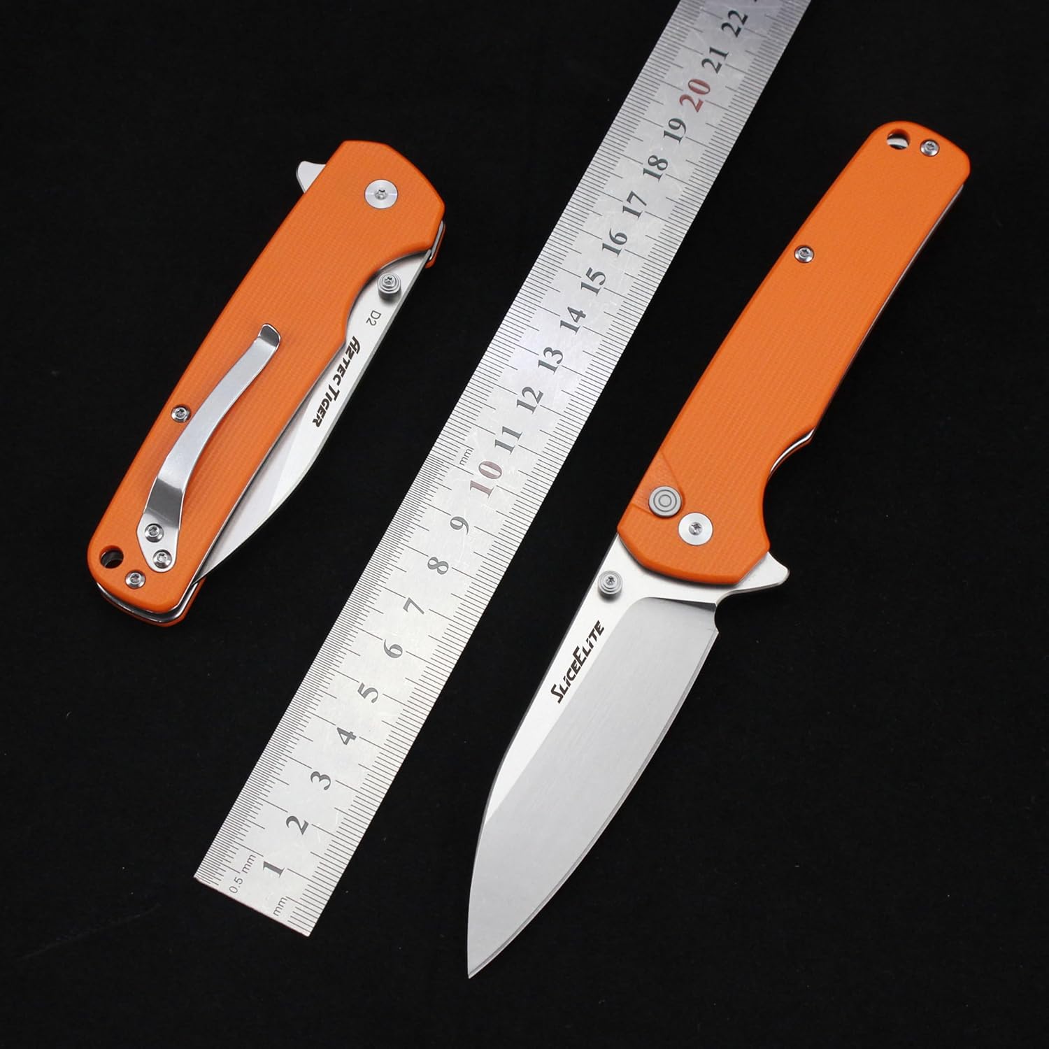 SliceElite D2 Steel G10 Orange Color Handle Knife