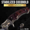 SliceElite Folding knife with stabilized cocobolo wood handle on a black background