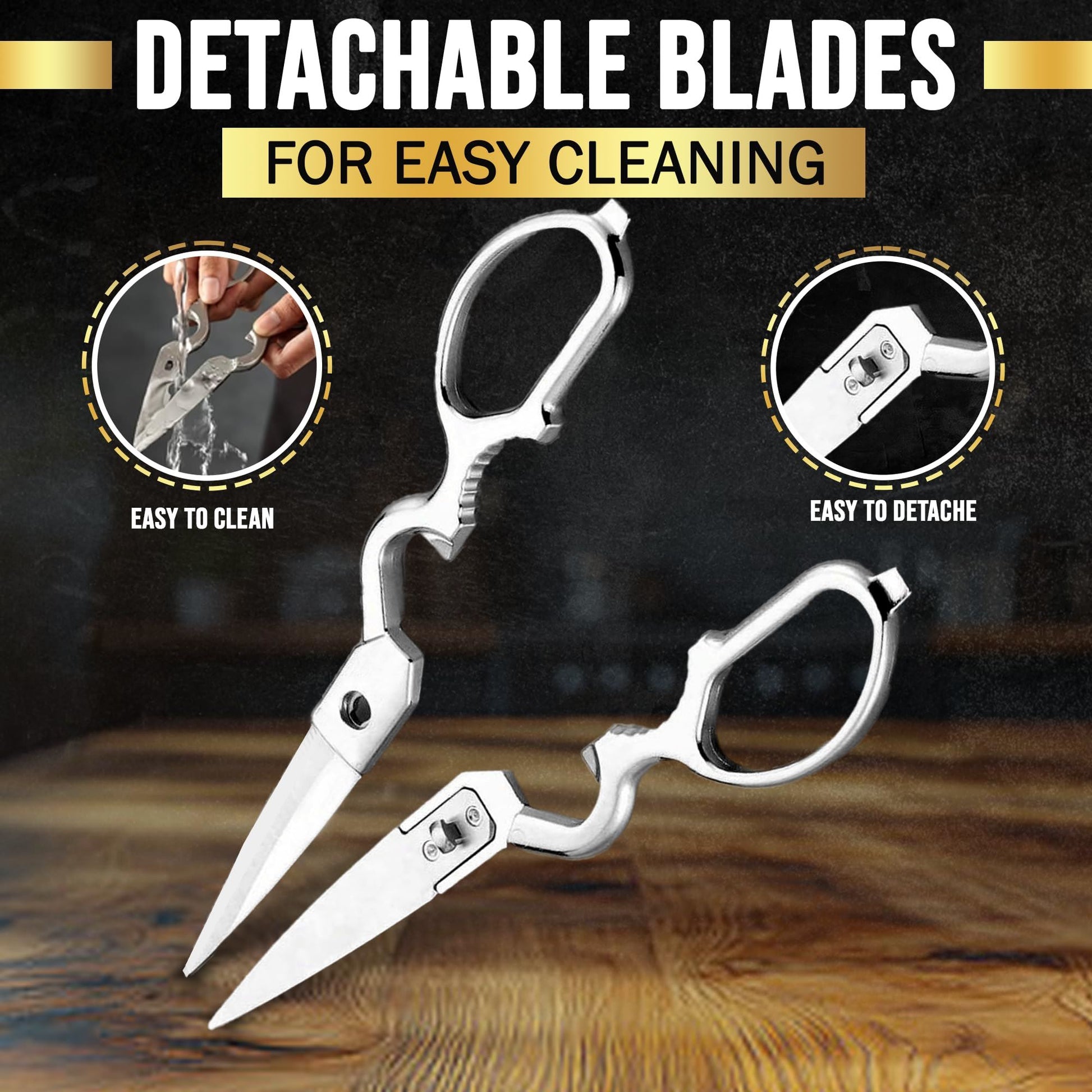 SliceElite Heavy Duty Kitchen Scissors Stainless Steel Shears All Purpose Cutter with Nutcracker Bottle Opener Can Opener Detachable Blade Kitchen Shears for Food Vegetable Cutter Poultry Utility Tool