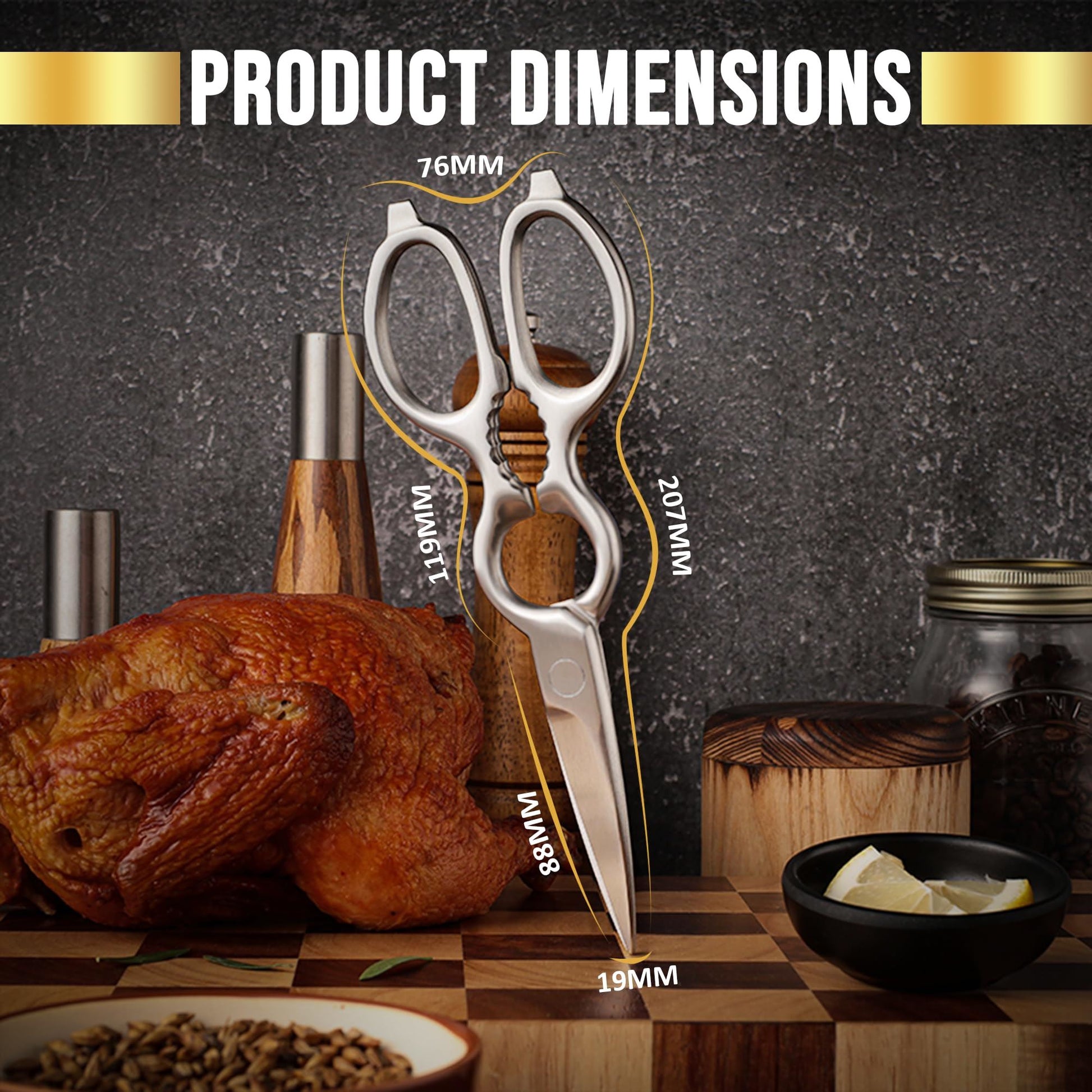 SliceElite Heavy Duty Kitchen Scissors Stainless Steel Shears All Purpose Cutter with Nutcracker Bottle Opener Can Opener Detachable Blade Kitchen Shears for Food Vegetable Cutter Poultry Utility Tool