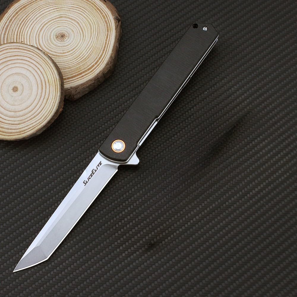SliceElite Kemo Sabe EDC Knife D2 Steel Tanto Blade Micarta Handle