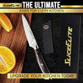 SliceElite Paring Knife With Polymer Cover and Packing Box. Alongside Slices of Orange on a Wooden Cutting Board