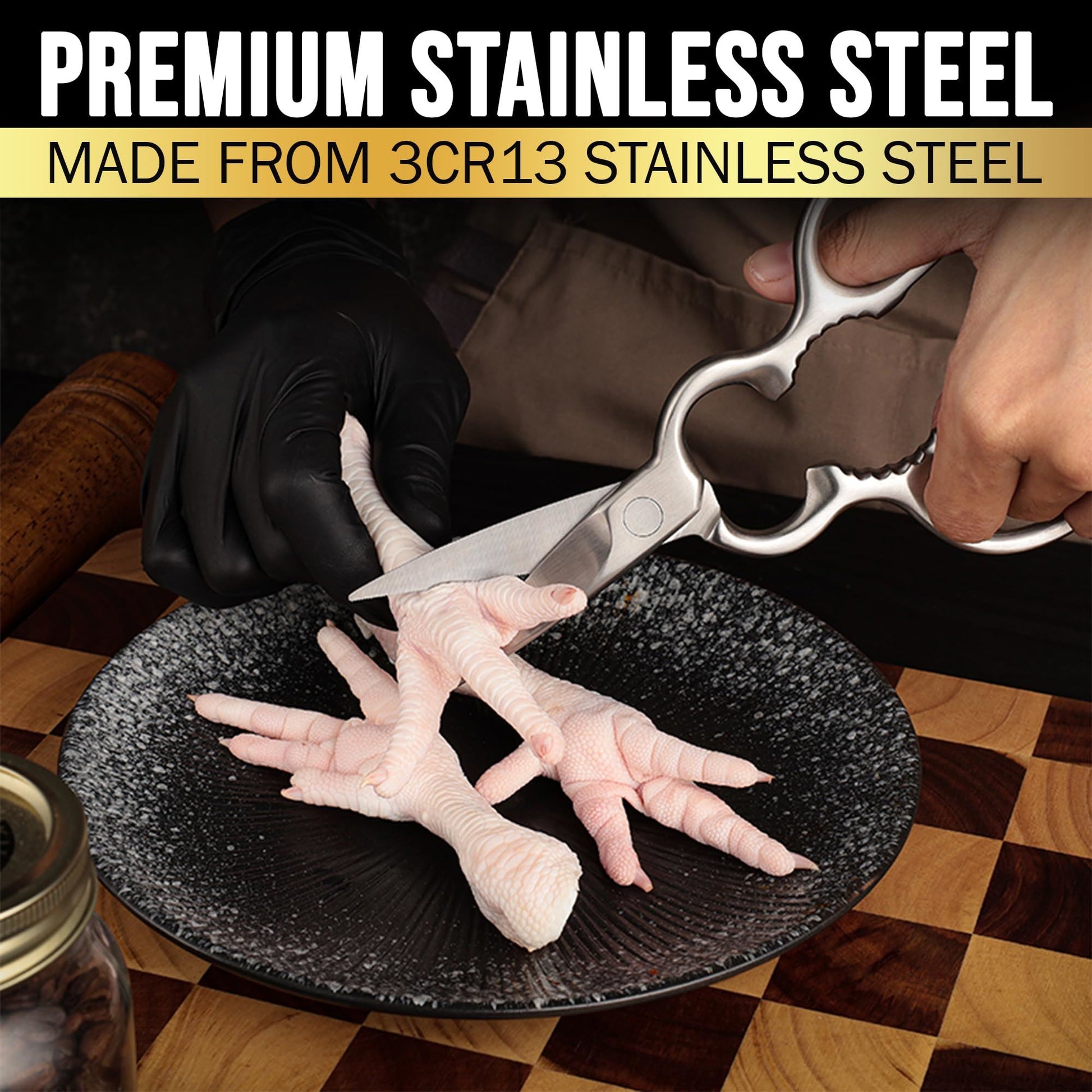 SliceElite Heavy Duty Kitchen Scissors Stainless Steel Shears All Purpose Cutter with Nutcracker Bottle Opener Can Opener Detachable Blade Kitchen Shears for Food Vegetable Cutter Poultry Utility Tool