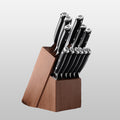 SliceElite Set of knives in a wooden block on a light gray background