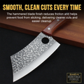 SliceElite Signature Heritage Forge Cleaver Blade Close-Up View on a Wooden Surface