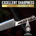 SliceElite The 8-Inch Chef Knife showcases the handle's durability and design and Brass Willow Nail