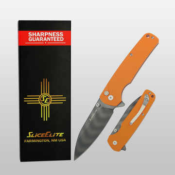SliceElite Tiger Claw Pocket Knife D2 Steel 3.5 Inch Orange G10 Handle