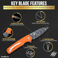 SliceElite Tiger Claw Pocket Knife Razor Sharp Blade Full Features