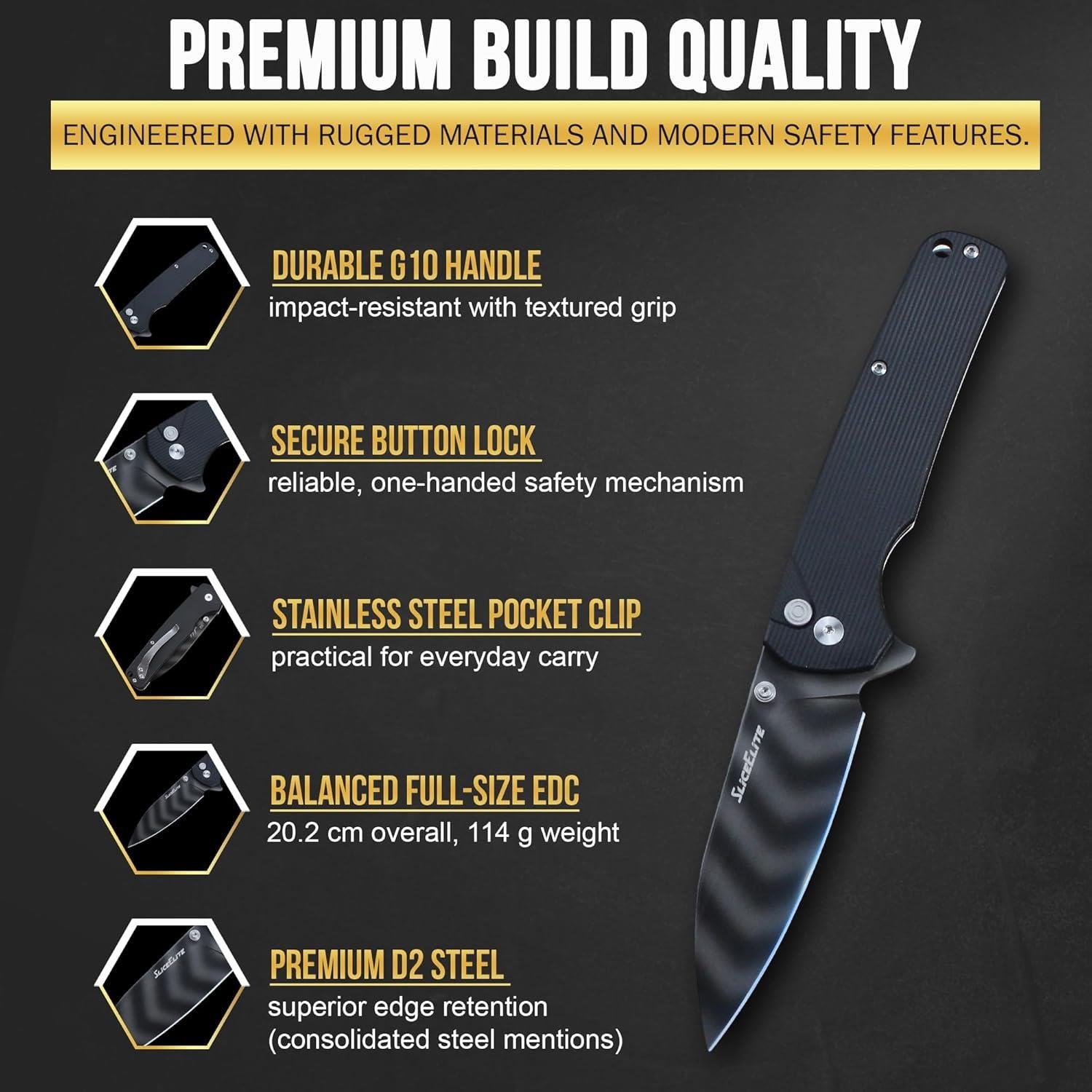 SliceElite Tiger Shadow Folding Knife Showcasing Quality and Design