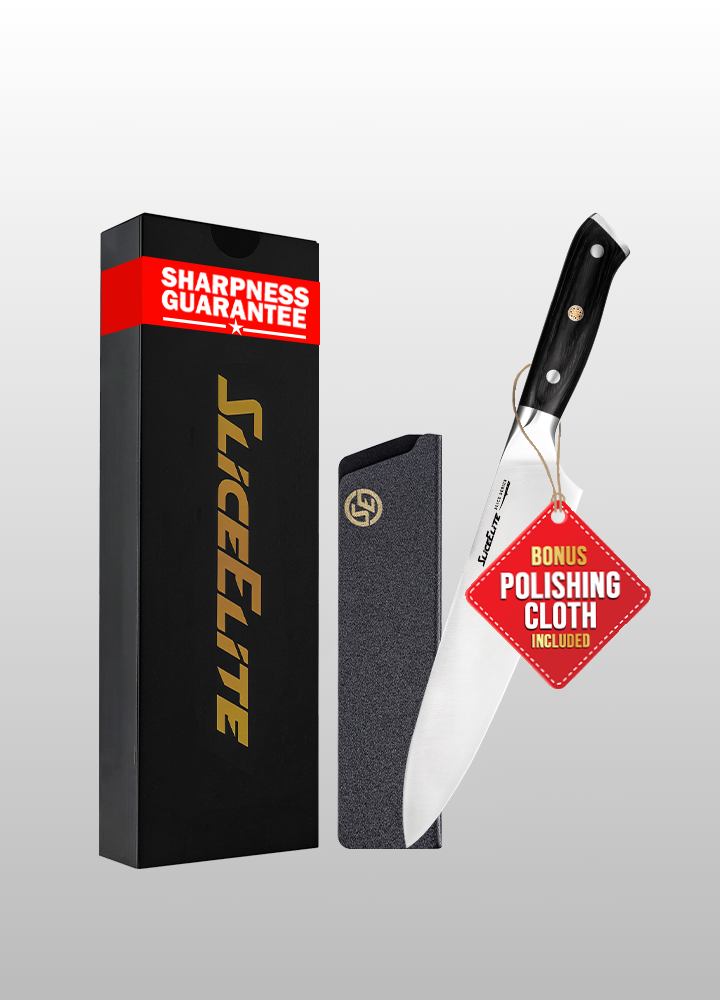 Slice Series 8-Inch Chef Knife – High Carbon German Steel Blade with Ergonomic Pakkawood Handle, Available with Durable Polymer or Premium Leather Sheath Options (Chef Knife)