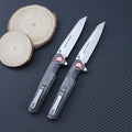 Folding Knife D2 Steel Blade Carbon Fiber Handle