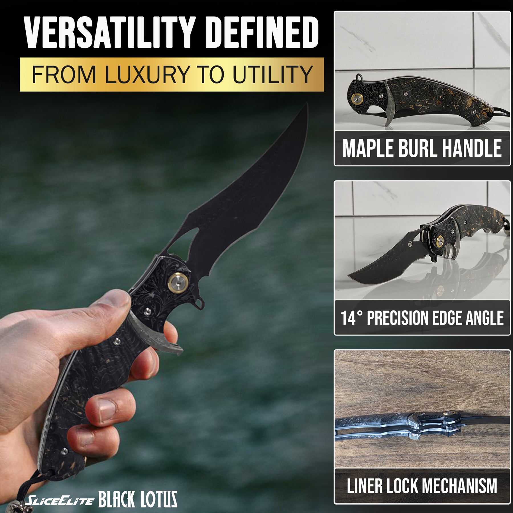Black Lotus Folding Knife Feature