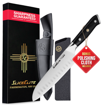 7-Inch Santoku Knife With Sheath German Steel Pakkawood Handle