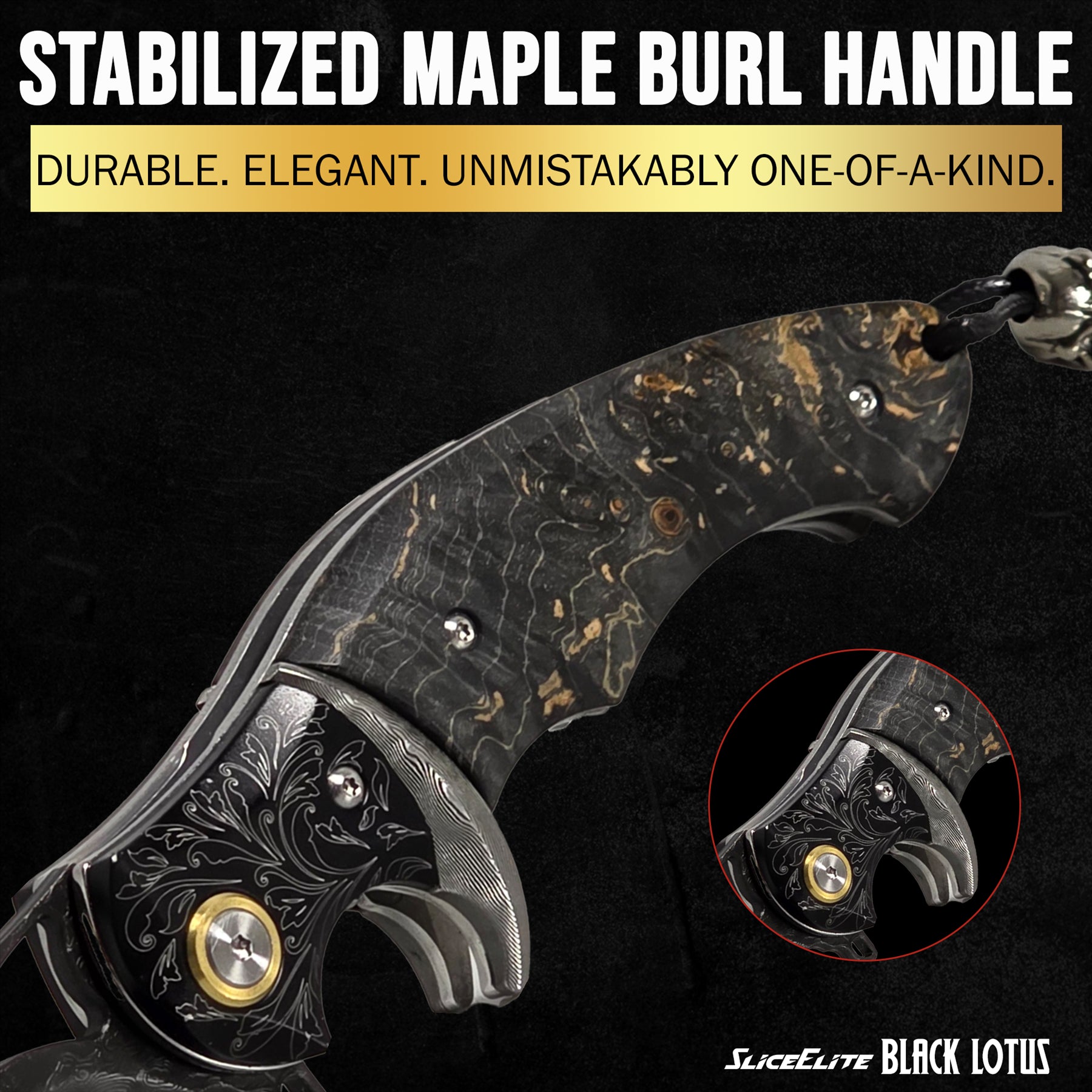 Maple Burl Handle Knife