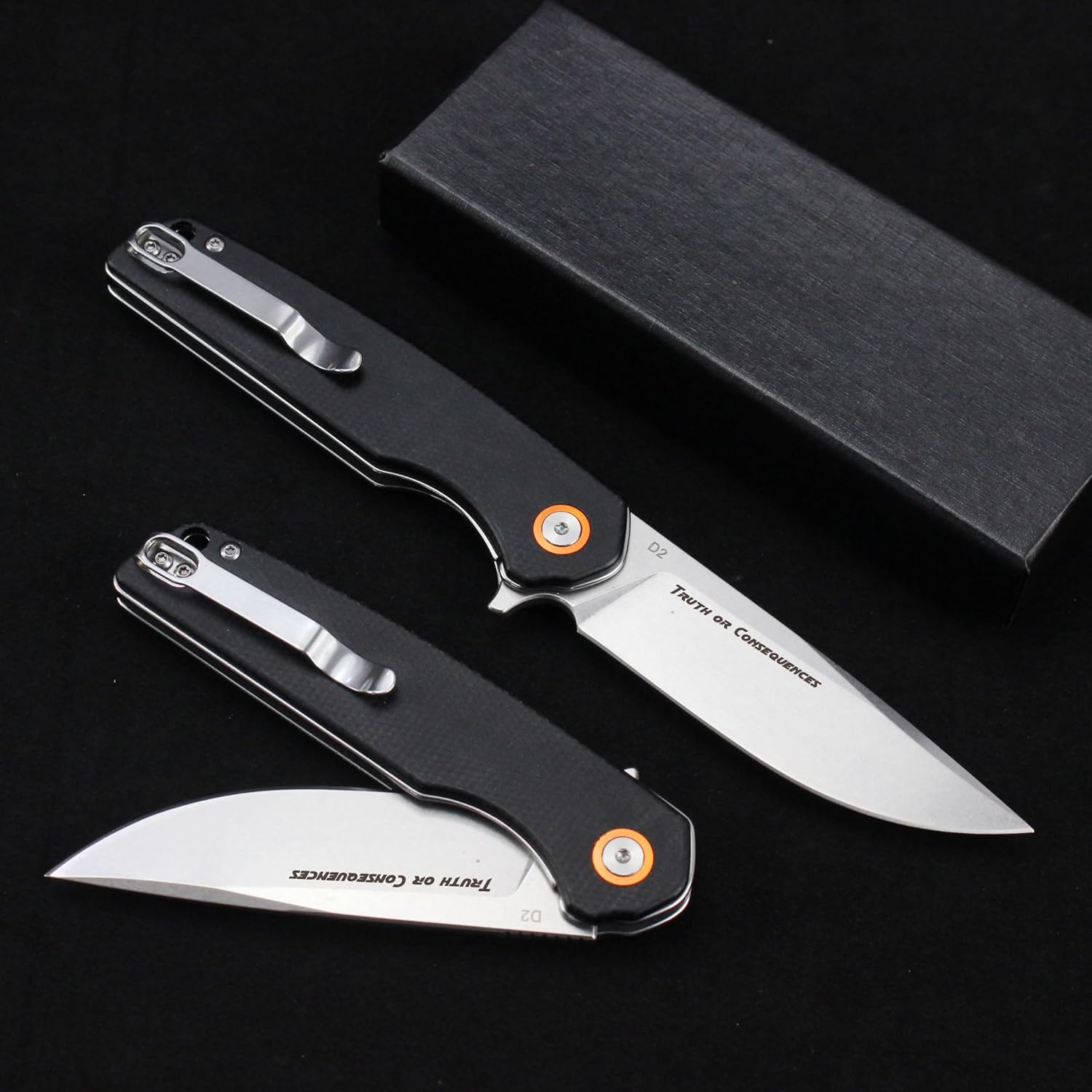 Truth or Consequences EDC Knife 3.5 Inch D2 Steel Clip Drop Hybrid Blade 