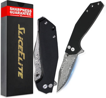 SliceElite 3.4 Inch Viper's Veil EDC Knife Folding Pocket Knife G10 Handle