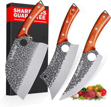 SliceElite 3PC Butcher Knife Set – Serbian & Viking Steel