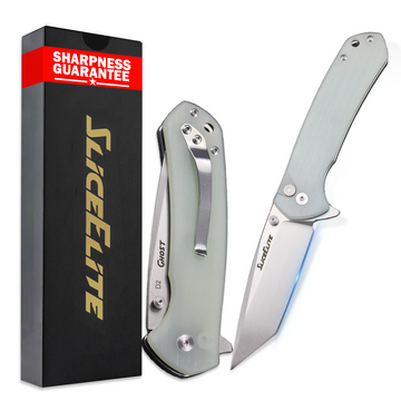 SliceElite 3.4-Inch Ghost EDC Knife D2 Tanto Folding Knife