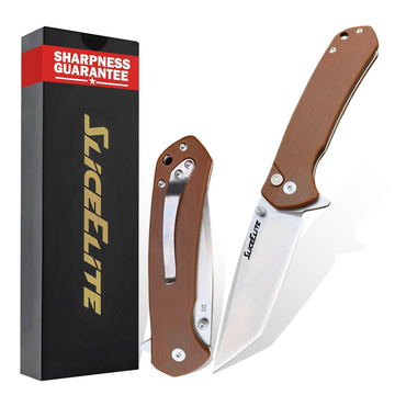 SliceElite 3.7 Inch Badlands EDC Knife D2 Steel Tanto Blade G10 Handle