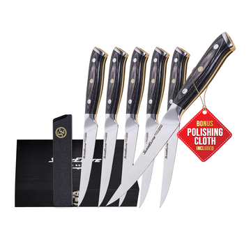 SliceElite 6 Piece Steak Knife Set German Steel Pakkawood