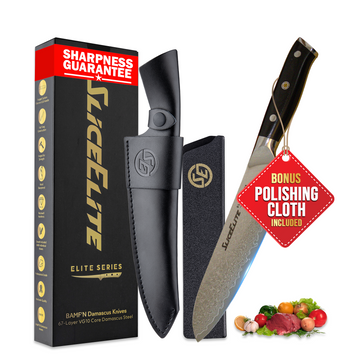 SliceElite 7-Inch Damascus Santoku Knife VG10 Steel G10 Handle