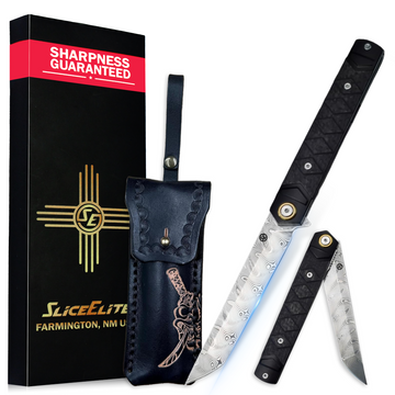 Hannya Samurai Folding Knife 3.74" Damascus Blade EDC Knife
