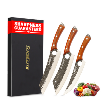 Heritage Forge 3 Piece Prep Knife Set – Boning, Scimitar & Kiritsuke