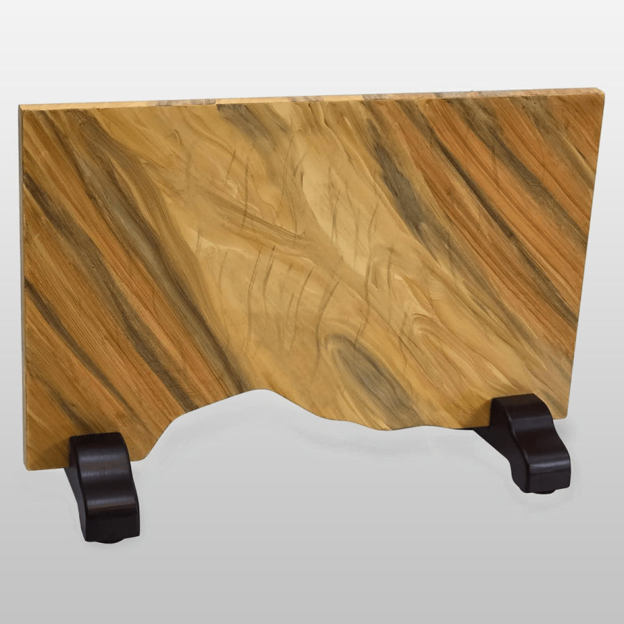 Magnetic knife block Wooden cutting board with a stand on a white background