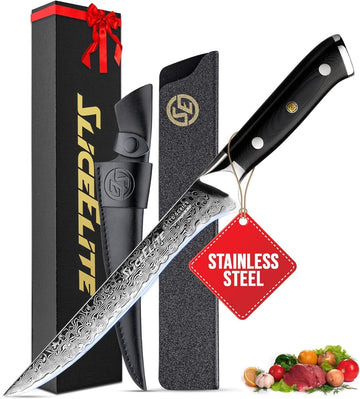 SliceElite 5.5 Inch Damascus Fillet Knife VG10 G10 Handle