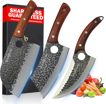 SliceElite 3pc Hand Forged Butcher Knife Set with Gift Box