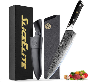 SliceElite 8-Inch Chef Knife VG10 Damascus Steel G10 Handle